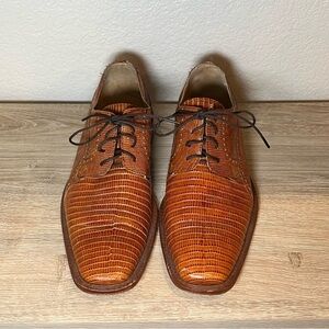 David Eden Brown Lizard Skin Lace Up Oxford Shoe Men’s 8  - Made in Spain